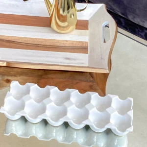 Inspire Me! Home Decor White Ceramic Egg Tray KITCHEN