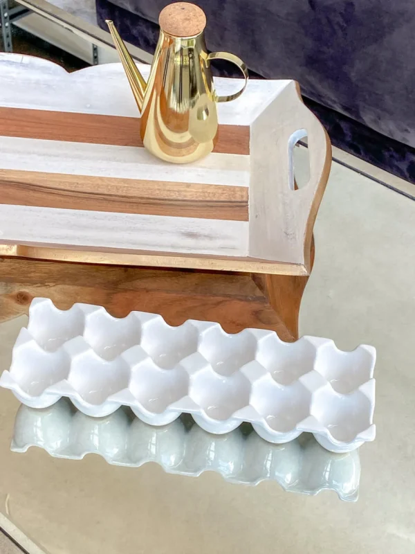 Inspire Me! Home Decor White Ceramic Egg Tray KITCHEN