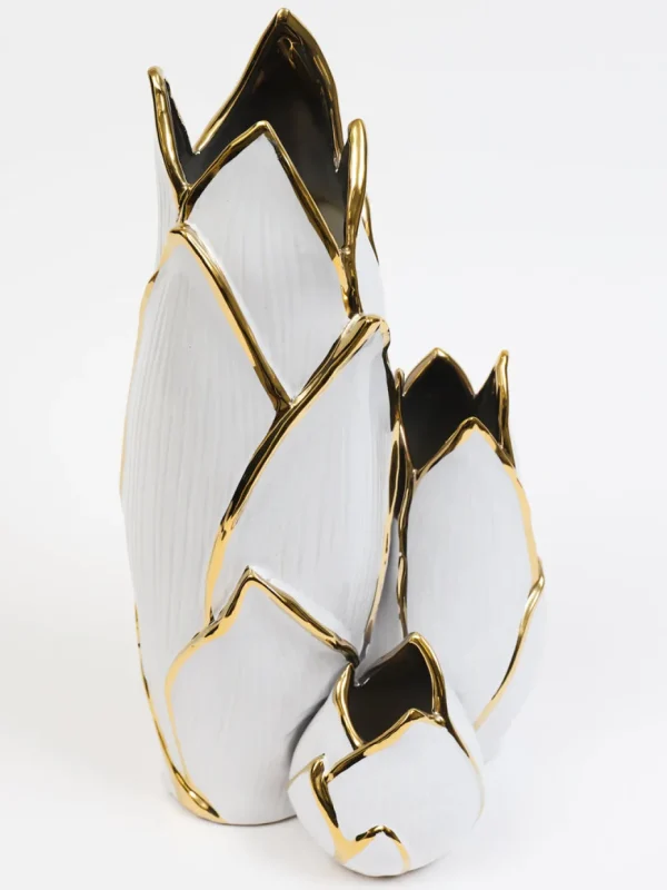 Inspire Me! Home Decor White & Gold Cluster Vase