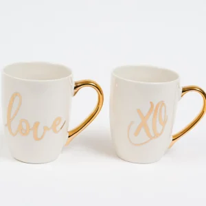 Inspire Me! Home Decor White Mug With Gold Handle (2 Styles)