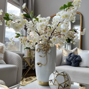 Inspire Me! Home Decor White & Gold Flower Vase