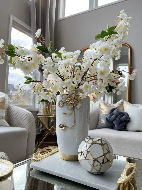 Inspire Me! Home Decor White & Gold Flower Vase