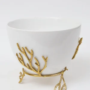 Inspire Me! Home Decor White Ceramic Bowl With Gold Textured Details (2 Sizes) ” From Pops Of Color Home Collection”