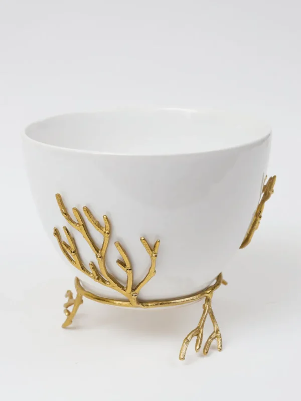 Inspire Me! Home Decor White Ceramic Bowl With Gold Textured Details (2 Sizes) ” From Pops Of Color Home Collection”