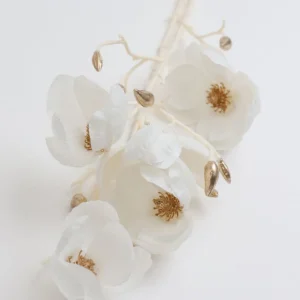 Inspire Me! Home Decor White And Gold Magnolia Stem