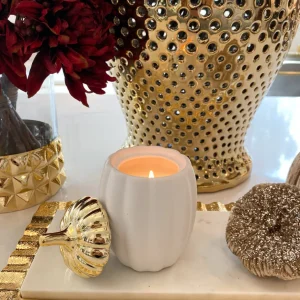 Inspire Me! Home Decor White Pumpkin Candle With Gold Top (2 Sizes)