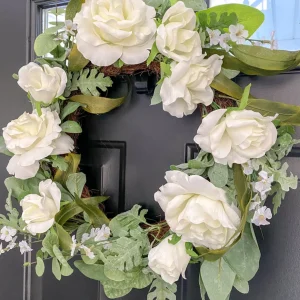 Inspire Me! Home Decor White Rose And Eucalyptus Wreath