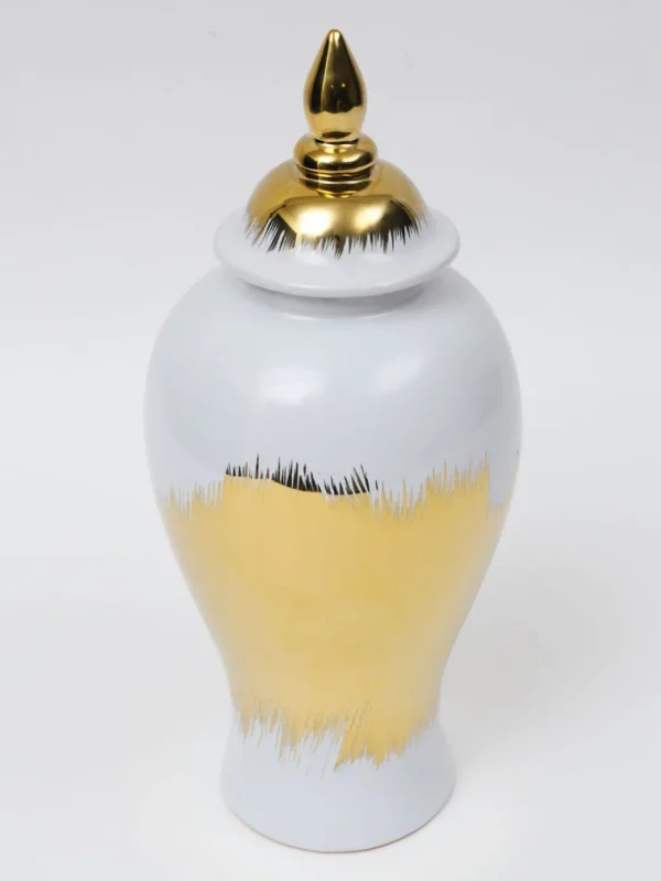 Inspire Me! Home Decor White And Gold Ginger Jar (3 Sizes)