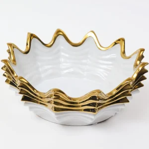 Inspire Me! Home Decor White And Gold Scalloped Bowl