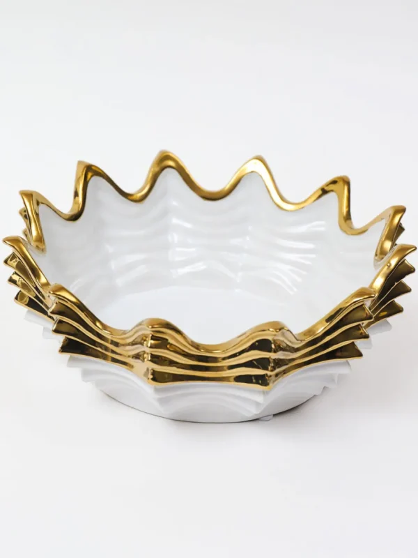 Inspire Me! Home Decor White And Gold Scalloped Bowl