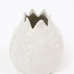 Inspire Me! Home Decor White Ceramic Glazed Leaf Vase