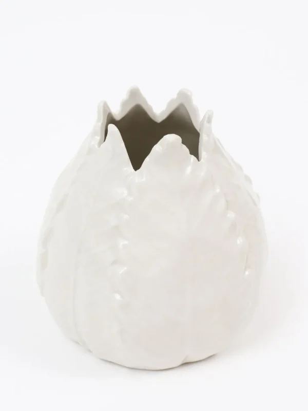 Inspire Me! Home Decor White Ceramic Glazed Leaf Vase