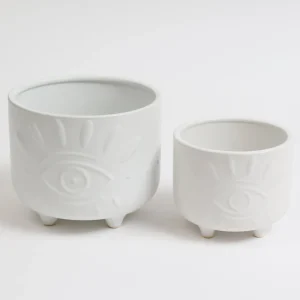 Inspire Me! Home Decor White Ceramic Evil Eye Planter (2 Sizes)