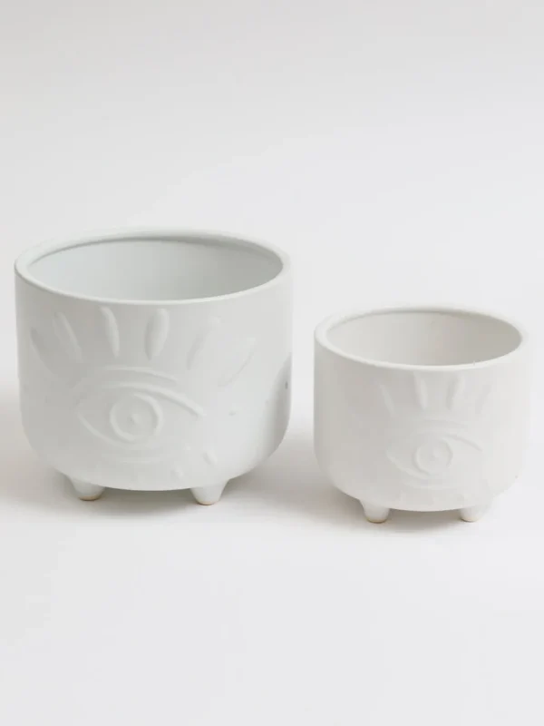 Inspire Me! Home Decor White Ceramic Evil Eye Planter (2 Sizes)