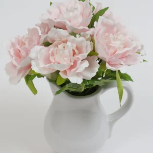 Inspire Me! Home Decor White Ceramic Pitcher With Peonies