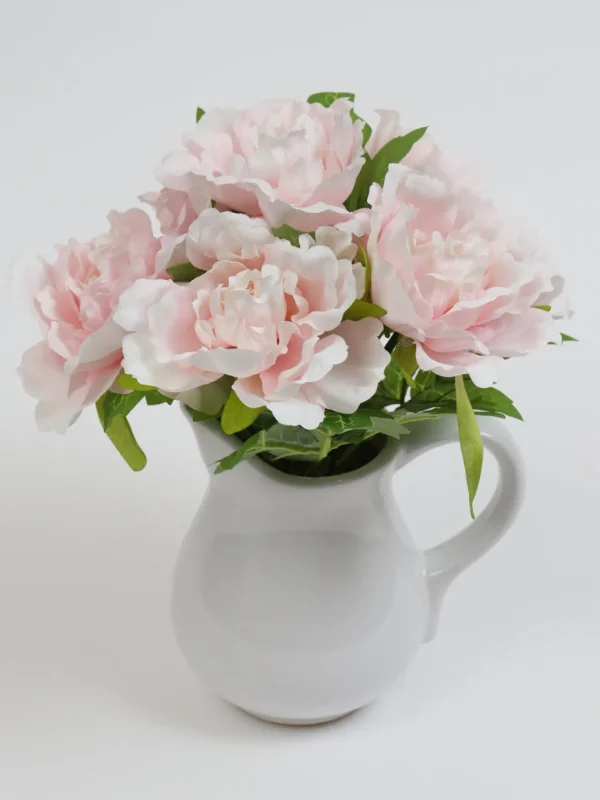 Inspire Me! Home Decor White Ceramic Pitcher With Peonies