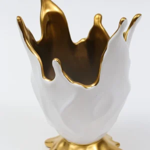 Inspire Me! Home Decor White And Gold Detailed Vase