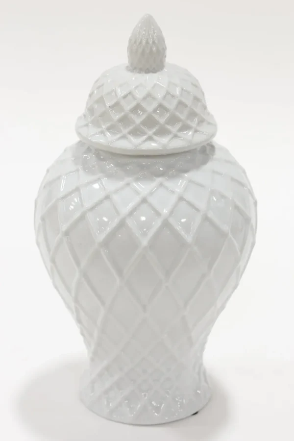 Inspire Me! Home Decor White Lattice Ginger Jar (2 Sizes)