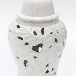 Inspire Me! Home Decor White Leaf Ginger Jar