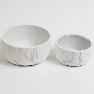 Inspire Me! Home Decor White Marble Design Bowl/Vase (2 Sizes)