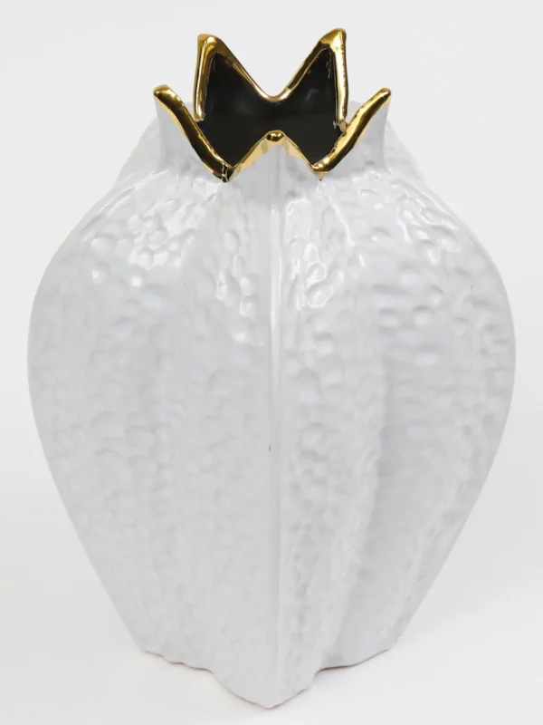 Inspire Me! Home Decor White Pomegranate Vase With Gold Trim (2 Sizes)