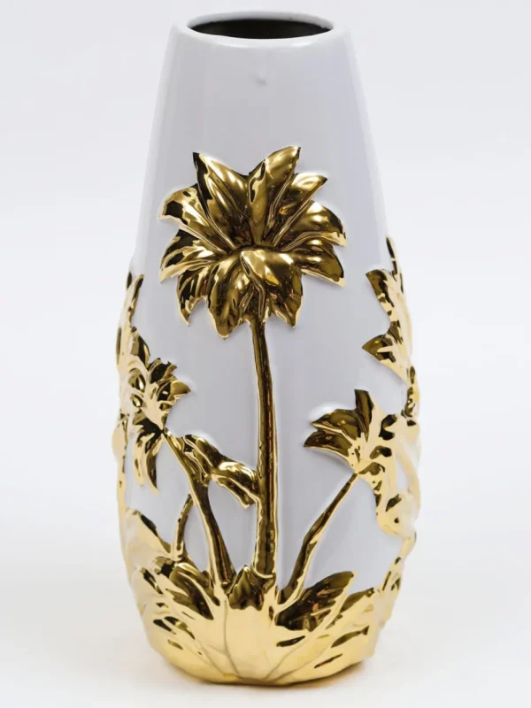 Inspire Me! Home Decor White Porcelain Vase With Gold Tree Design