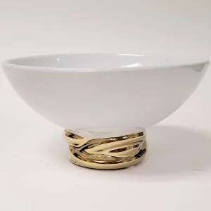 Inspire Me! Home Decor White Ceramic Bowl With Elegant Gold Detail