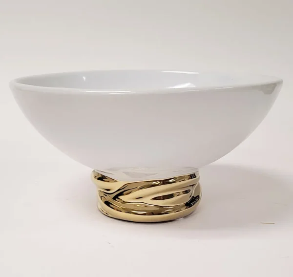 Inspire Me! Home Decor White Ceramic Bowl With Elegant Gold Detail