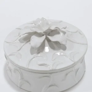 Inspire Me! Home Decor White Floral Ceramic Covered Box