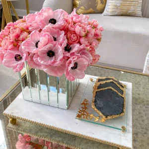 Inspire Me! Home Decor White Marble Tray W/ Gold Textured Edge (2 Size)