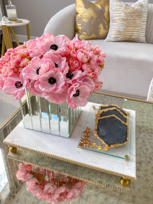 Inspire Me! Home Decor White Marble Tray W/ Gold Textured Edge (2 Size)