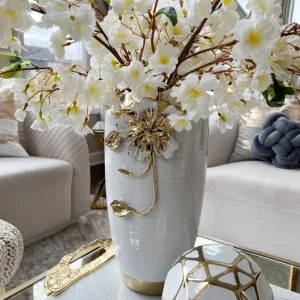 Inspire Me! Home Decor White & Gold Flower Vase