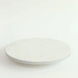 Inspire Me! Home Decor White Marble Round Lazy Susan W/ Silver Textured Edge