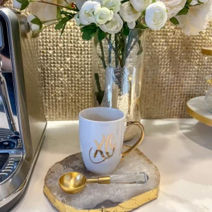Inspire Me! Home Decor White Mug With Gold Handle (2 Styles)