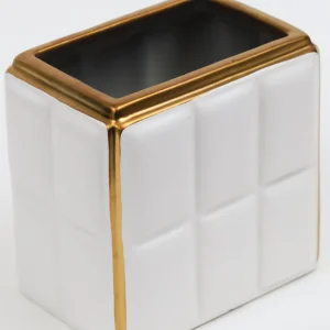 Inspire Me! Home Decor White Square Design Vase With Gold Border ” From Pops Of Color Home Collection”