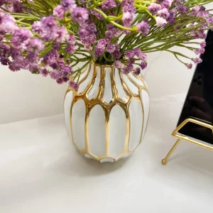 Inspire Me! Home Decor White And Gold Pattern Vase