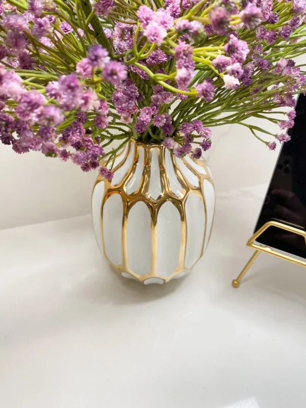 Inspire Me! Home Decor White And Gold Pattern Vase