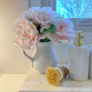 Inspire Me! Home Decor White Ceramic Pitcher With Peonies