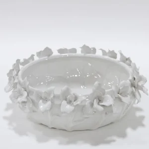 Inspire Me! Home Decor White Floral Ceramic Bowl