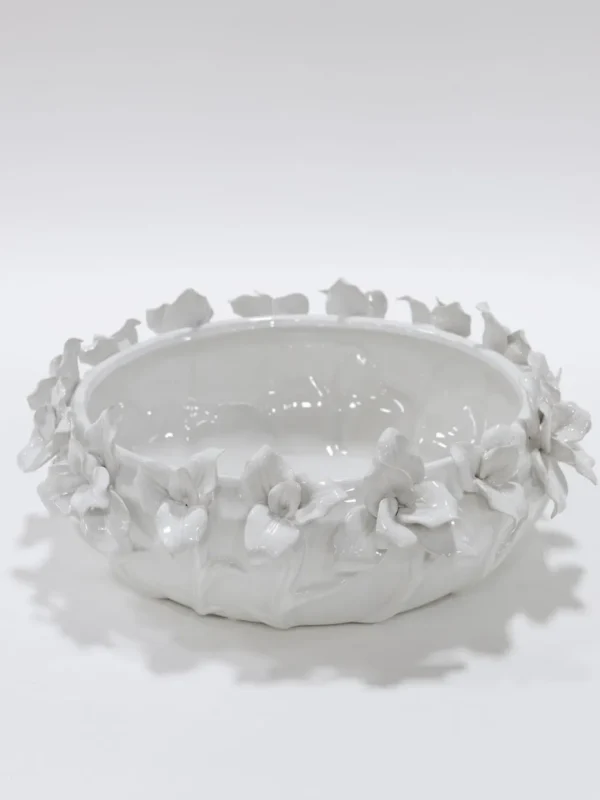 Inspire Me! Home Decor White Floral Ceramic Bowl