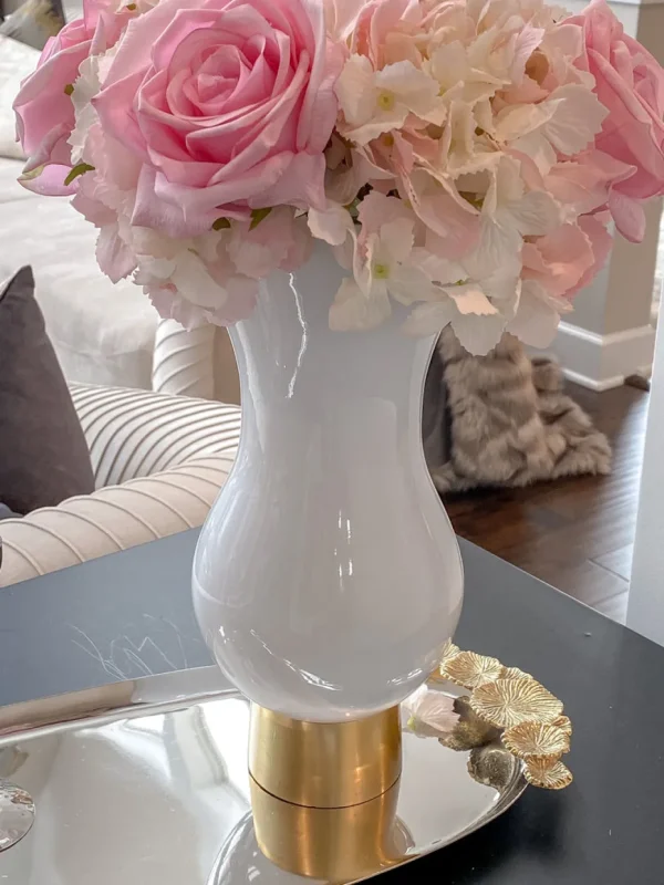 Inspire Me! Home Decor White Glass Vase With Gold Metal Base