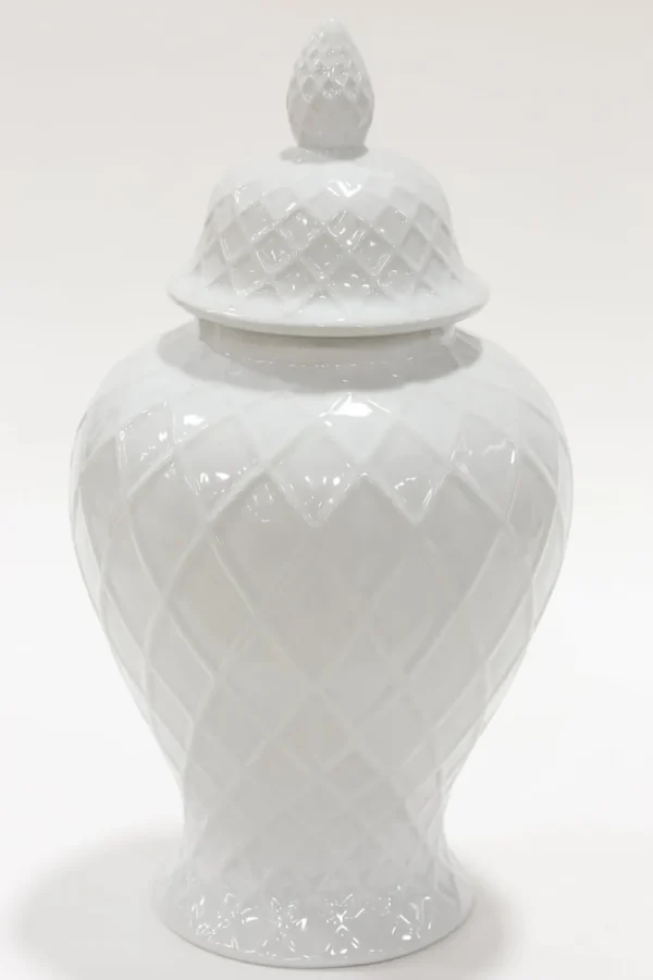 Inspire Me! Home Decor White Lattice Ginger Jar (2 Sizes)