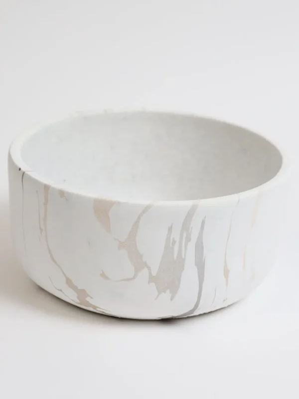 Inspire Me! Home Decor White Marble Design Bowl/Vase (2 Sizes)