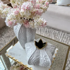 Inspire Me! Home Decor White Pomegranate Vase With Gold Trim (2 Sizes)