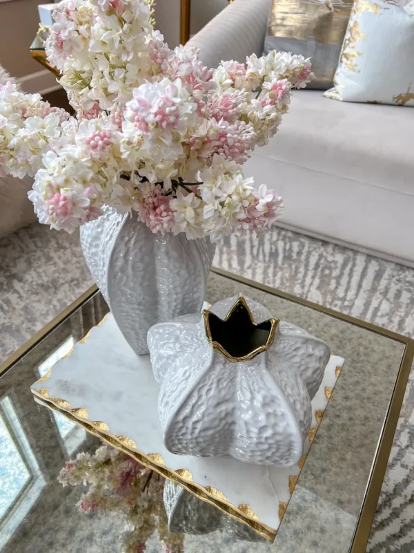 Inspire Me! Home Decor White Pomegranate Vase With Gold Trim (2 Sizes)