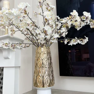 Inspire Me! Home Decor White Porcelain Vase With Gold Petal Design