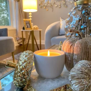 Inspire Me! Home Decor White Acorn Candle With Gold Top