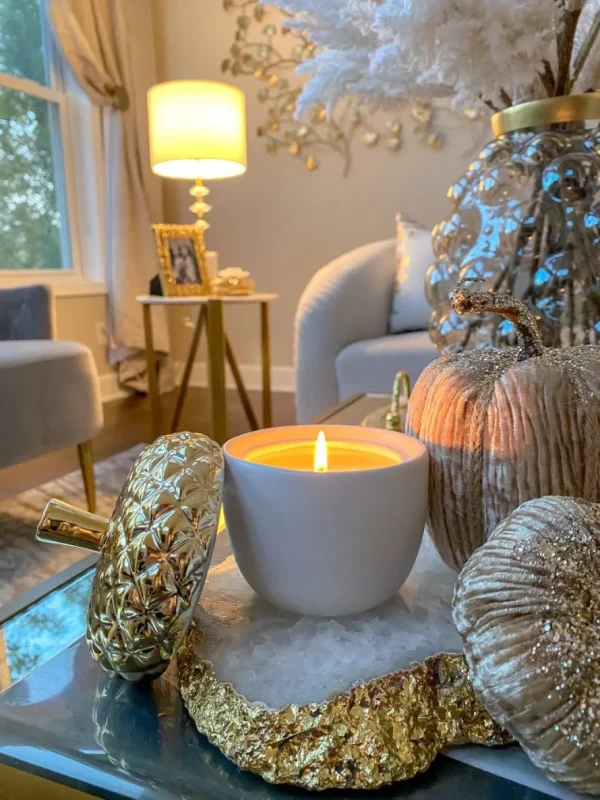 Inspire Me! Home Decor White Acorn Candle With Gold Top