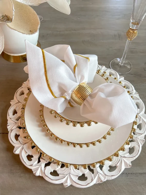 Inspire Me! Home Decor White And Gold Beaded Dinner Set