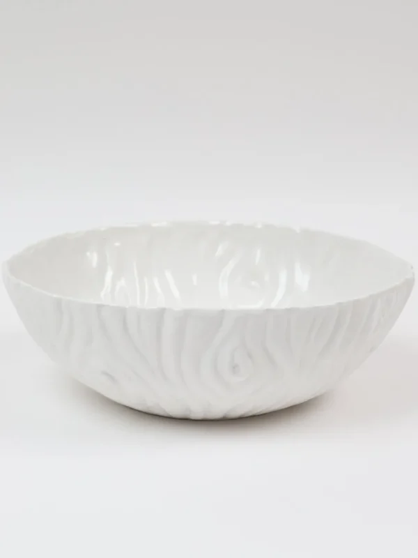 Inspire Me! Home Decor White Ceramic Round Bowl With Detailed Design (2 Sizes)